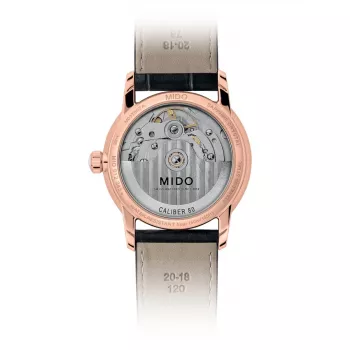 MIDO Baroncelli Signature Lady automatinis laikrodis 33 mm, rožinio aukso PVD plienas, ruda oda