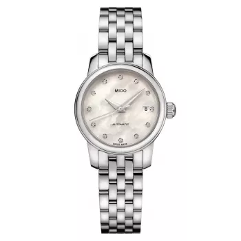 MIDO Memento Mori Limited Edition moteriškas automatinis laikrodis 25 mm, nerūdijantis plienas, baltas perlmutro ciferblatas