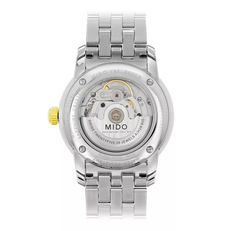 MIDO Vyriškas Laikrodis M86009261 Baroncelli III 38mm Automatinis Sidabrinis Ciferblatas Juodas Odinis Dirželis