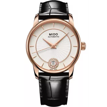 MIDO moteriškas automatinis laikrodis M007207360360 33mm rožinio aukso PVD nerūdijantis plienas ir oda