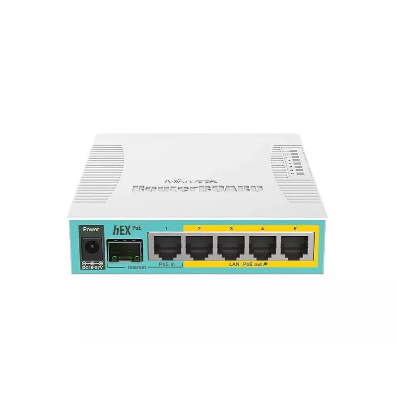 MikroTik hEX PoE Gigabit Ethernet maršrutizatorius (baltas)