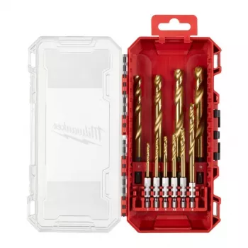 Milwaukee metalo grąžtų rinkinys HSS-G TiN, 10 vnt., 3-10 mm, 1/4 colio šešiabriaunis kotas, centravimo antgalis, 135°