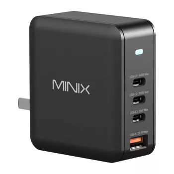 MINIX NEO-P165 GaN sieninis įkroviklis su 3x USB-C ir 1x USB-A prievadais, 165 W