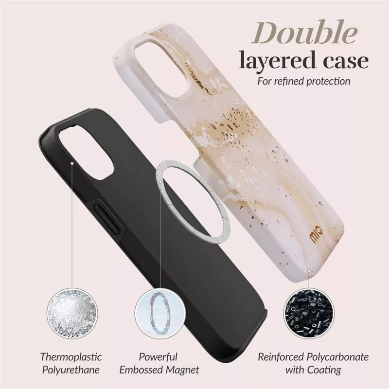 MIO Gold Marble Magsafe Compatible Case, skirta iPhone 13/14/15
