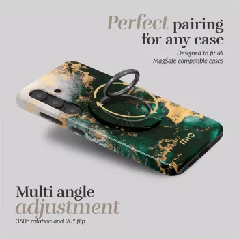 MIO Green Marble Magsafe dėklas su laikikliu žiedu