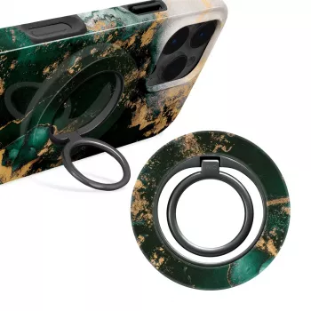 MIO Green Marble Magsafe dėklas su laikikliu žiedu