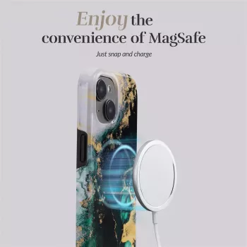 MIO Green Marble Magsafe Compatible Case, skirta iPhone 16 Plus