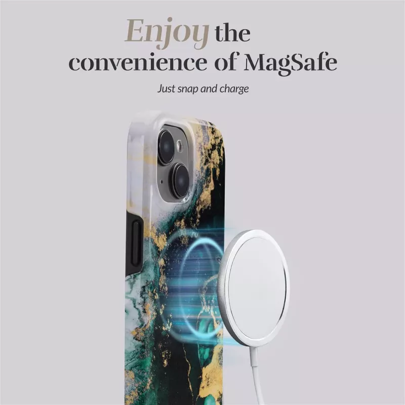 MIO Green Marble Magsafe Compatible Case, skirta iPhone 16 Plus
