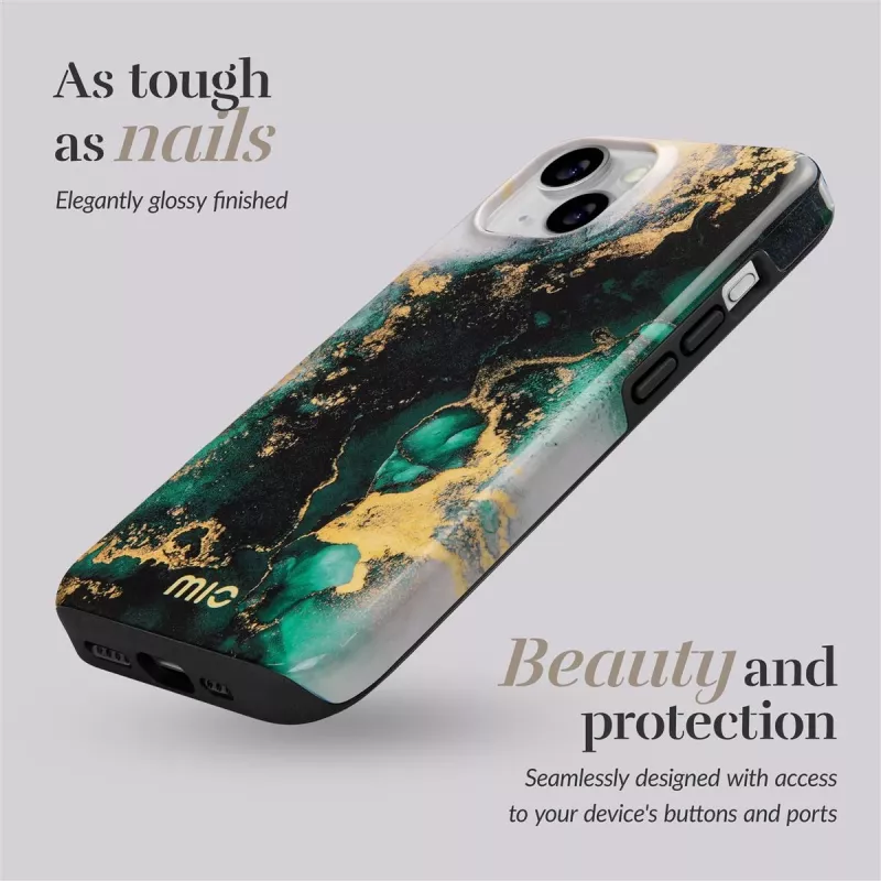 MIO Green Marble Magsafe Compatible Case, skirta iPhone 16 Plus