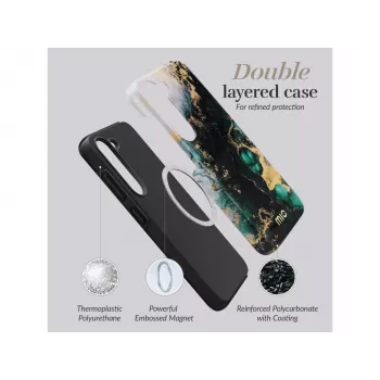 MIO Green Marble Magsafe Compatible Case, skirta Samsung S25 Plus 5G