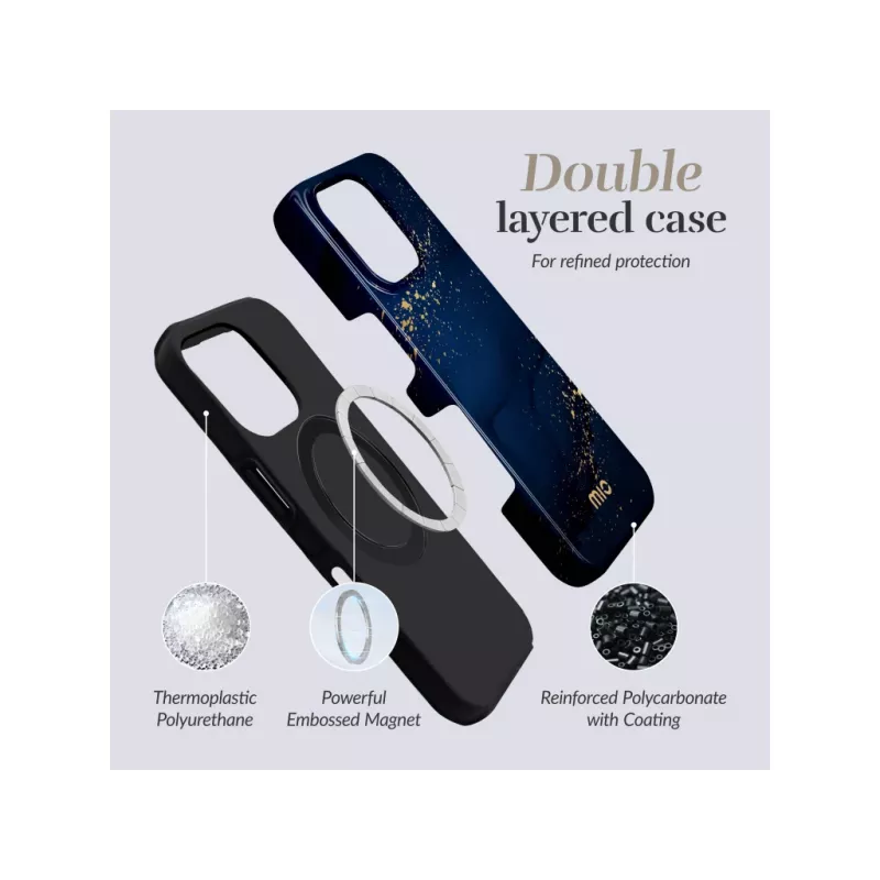 MIO Midnight Sparkle Magsafe Case, suderinamas su iPhone 17 Pro