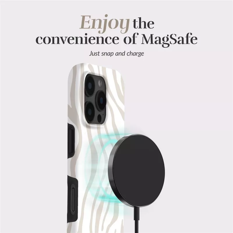 MIO Sandy Zebra Magsafe Case, suderinamas su iPhone 16 Pro