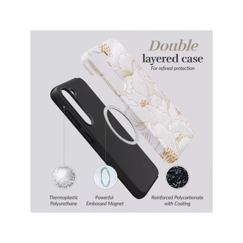 Mio White Roses Magsafe Compatible Case, Samsung S25 Ultra 5G