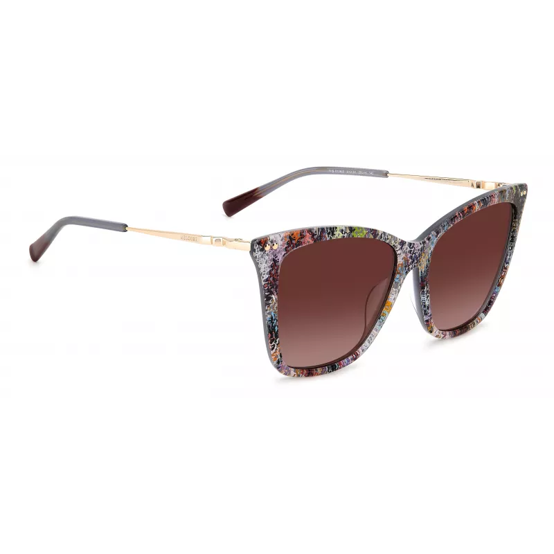 MISSONI Moteriški Drugelio Formos Akiniai nuo Saulės MIS0106SX193X - Rudas Raštuotas Acetato Rėmelis, Rudi Gradientiniai Lęšiai, UV400 Apsauga