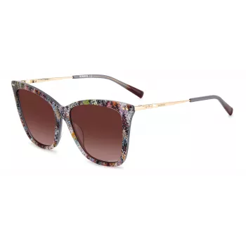 MISSONI Moteriški Drugelio Formos Akiniai nuo Saulės MIS0106SX193X - Rudas Raštuotas Acetato Rėmelis, Rudi Gradientiniai Lęšiai, UV400 Apsauga