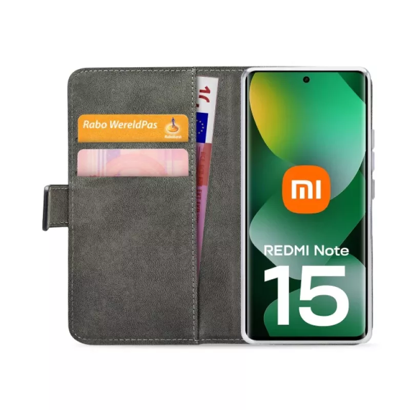 Mobilize Classic Gelly Wallet Book Case, skirta Xiaomi Redmi Note 15 5G, juoda