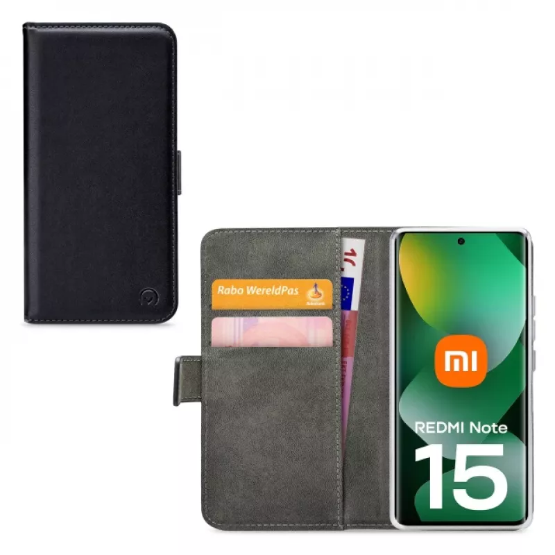 Mobilize Classic Gelly Wallet Book Case, skirta Xiaomi Redmi Note 15 5G, juoda