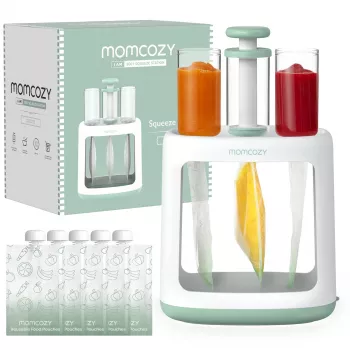 MOMCOZY kūdikių maisto gamintojas tyrėms laikyti, 5-in-1 garinimas, maišymas, tyrės, atšildymas, pašildymas, 600ml Tritan indas, 200ml vandens bakelis, jutiklinis LCD ekranas, be BPA, 300W kaitinimas, 120W maišymas, 120V