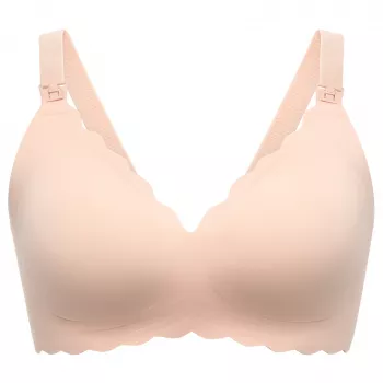 Momcozy YN46 besiūlė atraminė gėlėta maitinimo liemenėlė su push-up efektu, smėlio spalvos, dydis M