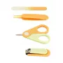 Momini Baby Nail Care Kit Sunny – Elektrinė kūdikių nagų dildė su 6 galvutėmis, 2 greičiais, LED šviesa, balta/geltona