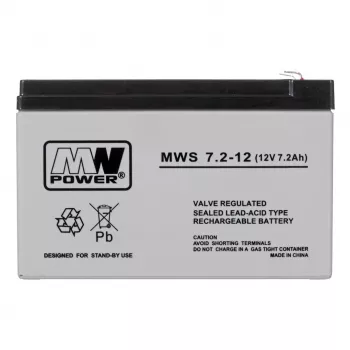 MPL Power Elektro MWS 7.2-12 UPS baterija, švino-rūgšties VRLA AGM, 7.2Ah 12V