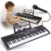 Muzikinis klaviatūros MQ 603 UFB 61 klavišų nešiojamas elektroninis pianinas su 200 garsų, 200 ritmų, LCD ekranu, įrašymu, mokymosi funkcijomis, mikrofonu, USB MP3 atkūrimu ir maitinimo adapteriu - juoda