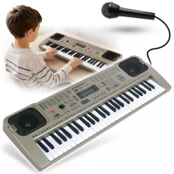 MQ 807 USB elektrinė mokomoji klaviatūra, 61 klavišas, 16 garsų, 10 ritmų, pilka