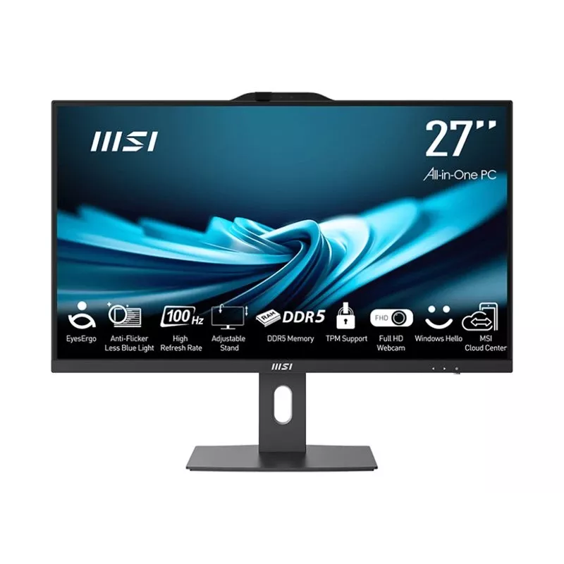 MSI PRO AP272P 14M-496EU 27 colių All-in-One kompiuteris - Full HD IPS, Intel Core i5-14400, 16GB RAM, 512GB SSD, Windows 11 Pro, juodos spalvos