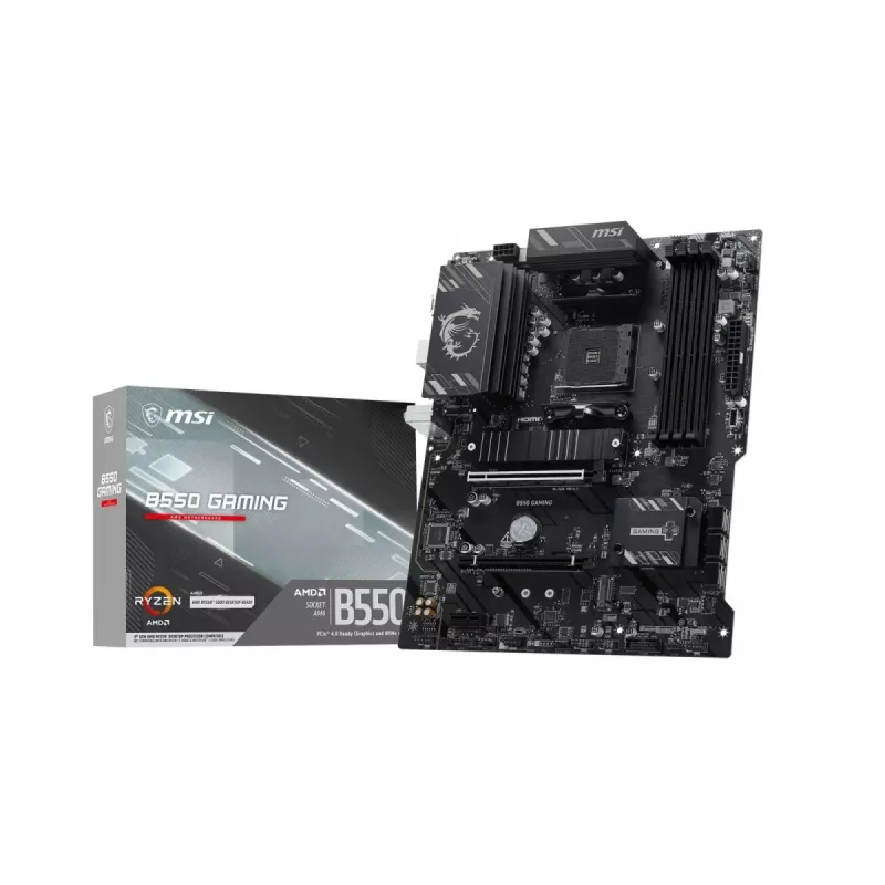 MSI B550 GAMING pagrindinė plokštė – AMD B550 mikroschemų rinkinys, AM4 lizdas, ATX, DDR4, HDMI/DP