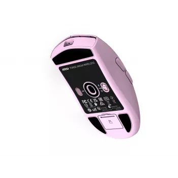 MSI FORGE GM340 W Lengva žaidimų pelė su PixArt PAW-3311 jutikliu, iki 12 000 DPI, trijų režimų belaidė (2,4 GHz / Bluetooth / USB-C), violetinė