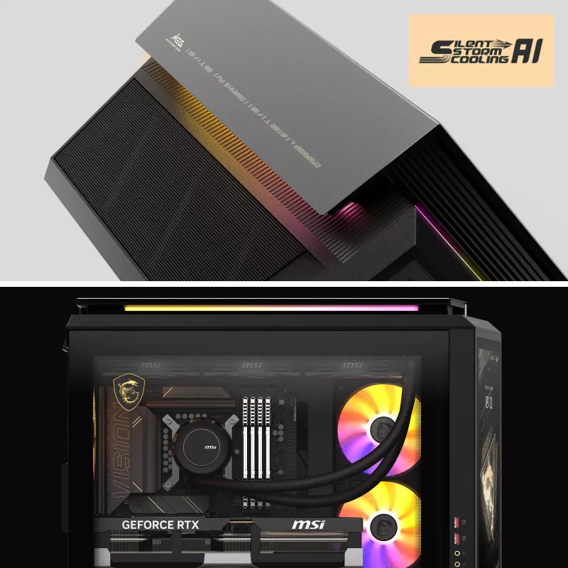 MSI MEG Vision X AI 2NVV9-285AT stalinis kompiuteris (juodas/permatomas, Windows 11 Home)