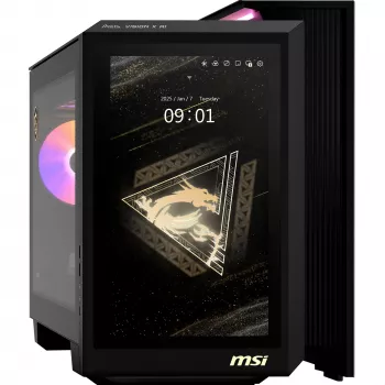 MSI MEG Vision X AI 2NVV9-285AT stalinis kompiuteris (juodas/permatomas, Windows 11 Home)