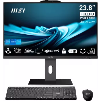 MSI PRO AP242P 14M-1096XEU 23,8 colio All-in-One kompiuteris - Intel Core i7-14700, 16GB RAM, 1TB SSD, Wi-Fi 6E, be OS, juodas