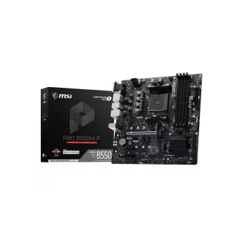 MSI PRO B550M-P pagrindinė plokštė, AMD AM4, B550, Micro-ATX, 4x DDR4, 128GB Max, Dual M.2, Gigabit LAN