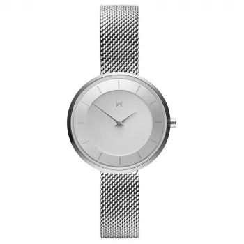 MVMT moteriškas laikrodis D-FB01-S Signature Quartz Analog 32mm nerūdijančio plieno tinklelio apyrankė sidabrinis