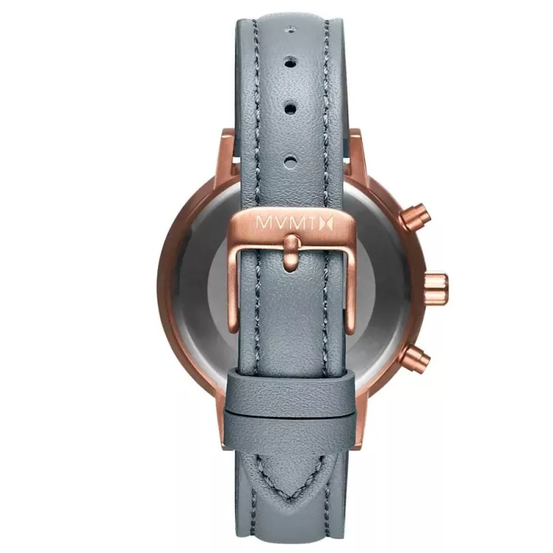 MVMT Women's Nova Chrono laikrodis 38 mm rožinio aukso plieno korpusas, žalias odinis dirželis D-FC01-RGGR