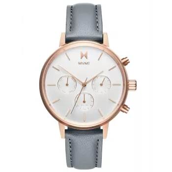 MVMT Women's Nova Chrono laikrodis 38 mm rožinio aukso plieno korpusas, žalias odinis dirželis D-FC01-RGGR