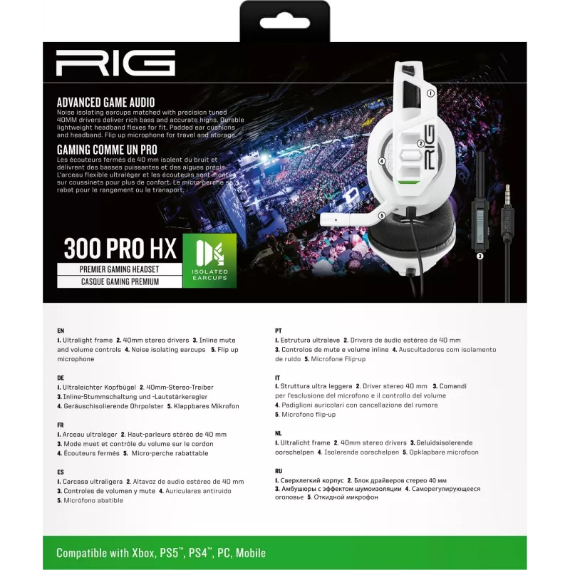 NACON RIG 300HX Gaming Headset, baltas, skirtas Xbox