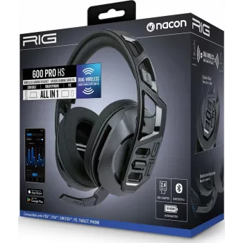 NACON RIG 600 PRO HS belaidė žaidimų ausinė, 2.4GHz/Bluetooth 5.1, 40mm, 24h baterija, juoda
