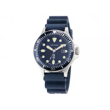 Nautica Coral Bay vyriškas nardymo laikrodis NAPCBS304 43mm mėlynu silikoniniu dirželiu