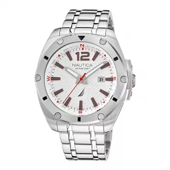 Nautica Accra Beach vyriškas analoginis kvarcinis laikrodis NAPTCS221 44mm juodas ciferblatas silikoninis dirželis