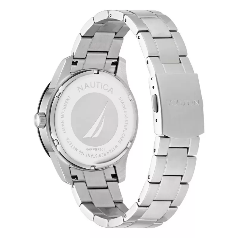 NAUTICA NAPPBF201 Vyriškas Kvarcinis Analoginis Laikrodis su Mėlynu Ciferblatu ir Mėlynu Silikoniniu Dirželiu, 42mm