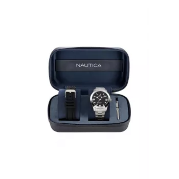Nautica vyriškas laikrodis NAPPBF205 kvarcinis chronografas 42 mm mėlynas silikoninis
