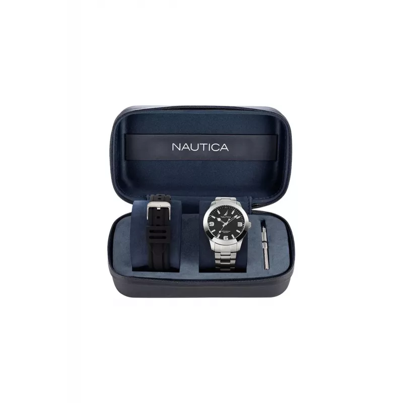 Nautica vyriškas laikrodis NAPPBF205 kvarcinis chronografas 42 mm mėlynas silikoninis