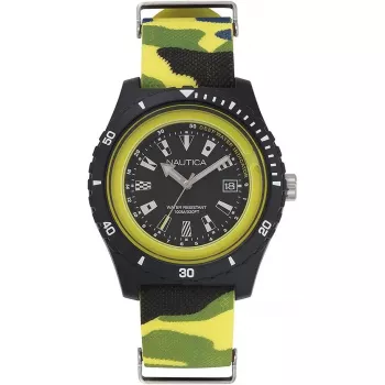 NAUTICA vyriškas nardymo stiliaus kvarcinis laikrodis NAPSRF007, mėlynas ciferblatas, mėlynas silikoninis dirželis, 46 mm