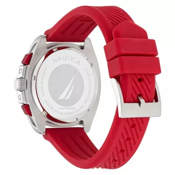 Nautica vyriškas laikrodis Pacific Beach Chronograph mėlynu ciferblatu ir silikoniniu dirželiu NAPTCF205