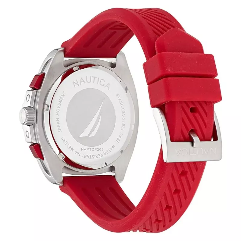 Nautica vyriškas Pacific Beach chronografas su mėlynu ciferblatu ir silikoniniu dirželiu NAPTCF205