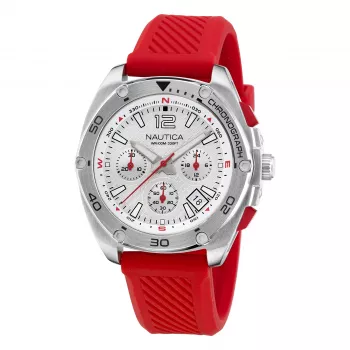 Nautica vyriškas laikrodis Pacific Beach Chronograph mėlynu ciferblatu ir silikoniniu dirželiu NAPTCF205