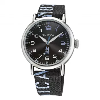 Nautica vyriškas kvarcinis analoginis laikrodis NAPLSF015 mėlynas ciferblatas mėlynas silikoninis dirželis 40 mm