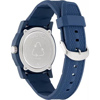 Nautica NAPATS301 vyrų laikrodis – kvarcinis analoginis, 42,5 mm mėlynas ciferblatas, silikoninis dirželis